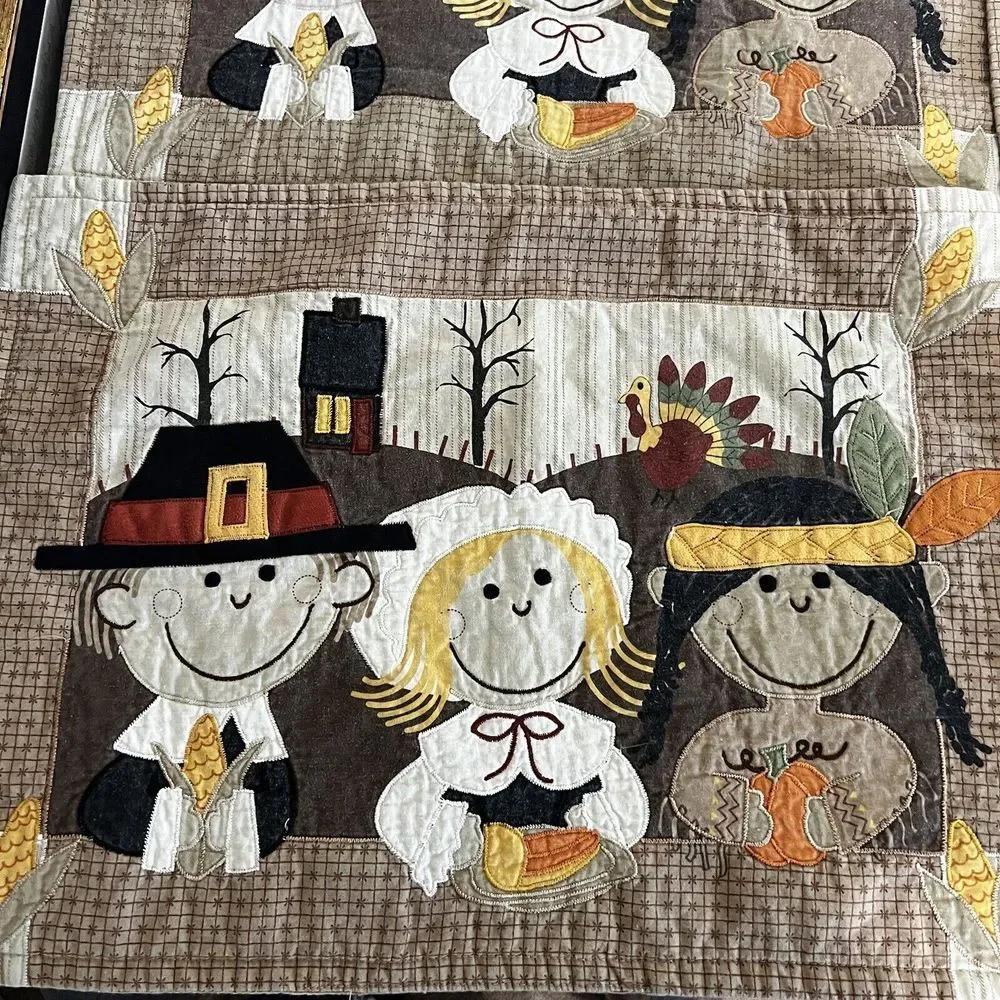 4 Vintage Thanksgiving Placemats Pilgrim Indian‎ Native American Kitschy Cute